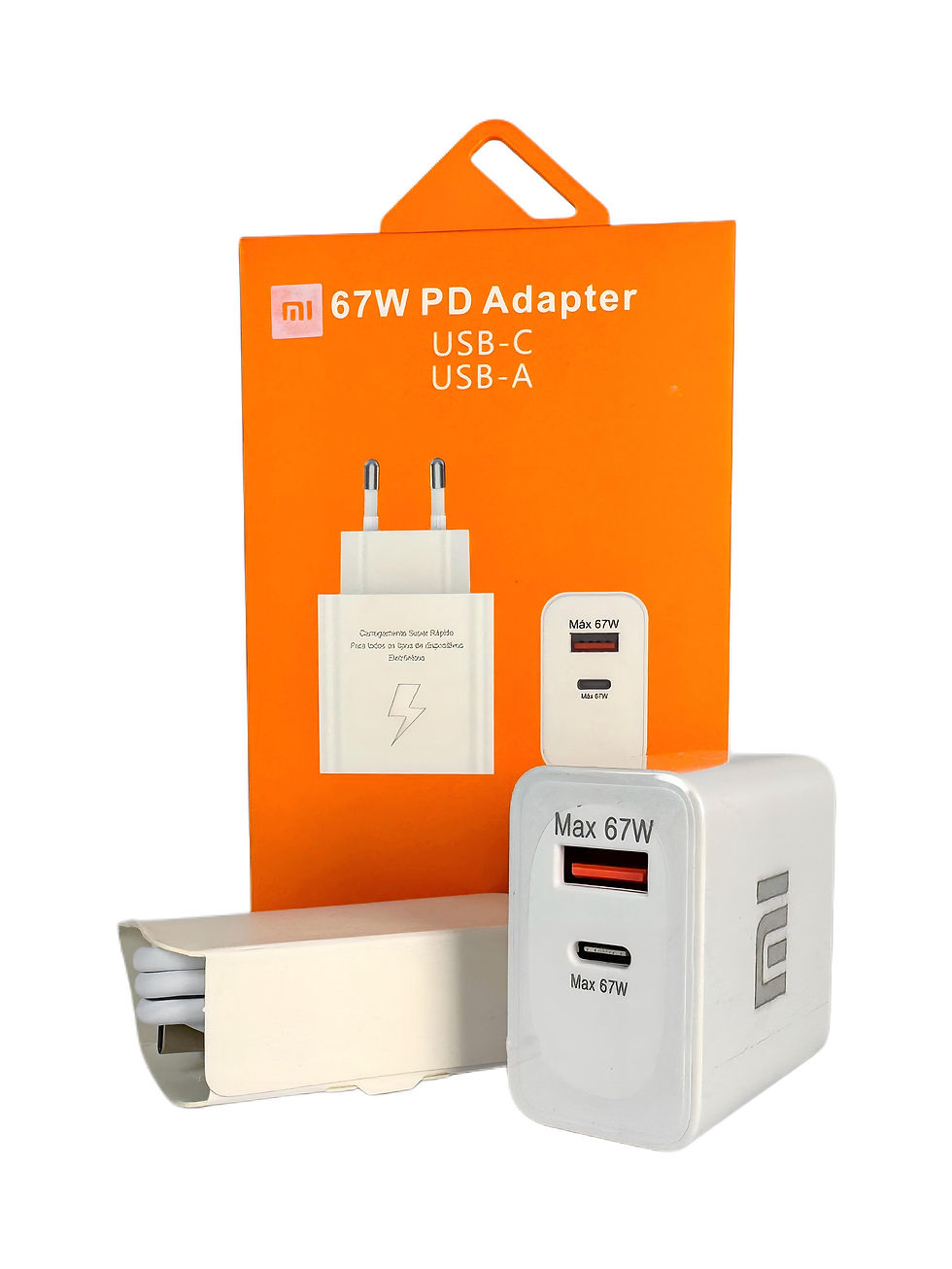 Miniatura: Carregador Completo 67W Turbo Entrada USB + USB-C Branco N20 (CARREG67WN20)