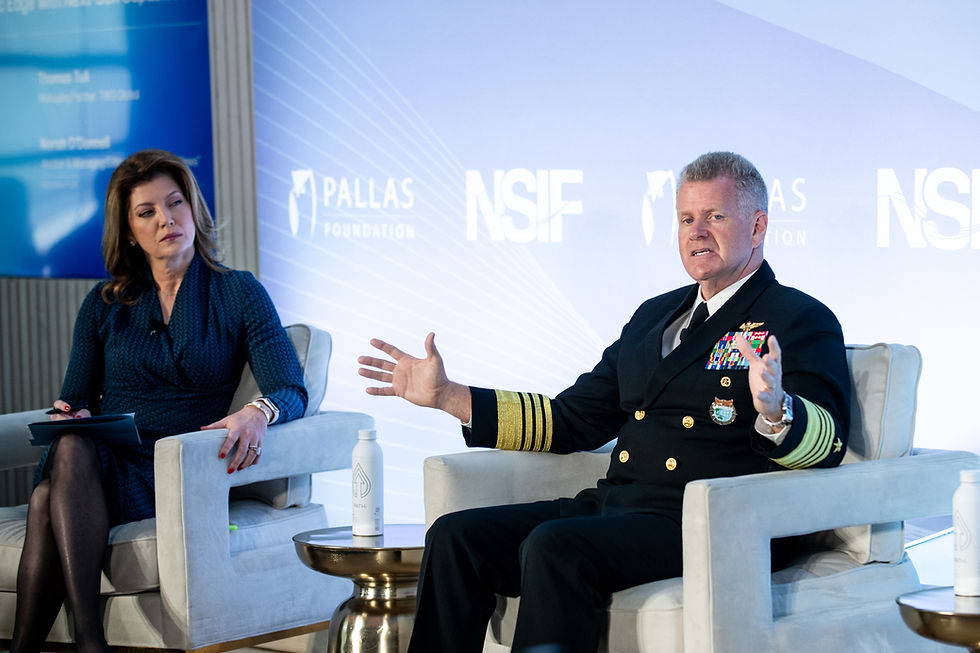 Adm. Sam Paparo (right) and Norah O'Donnell (left)