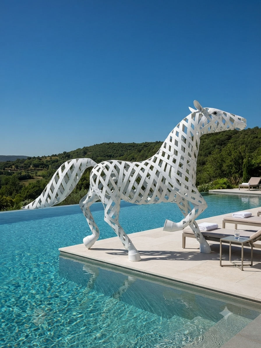 Cheval blanc en métal