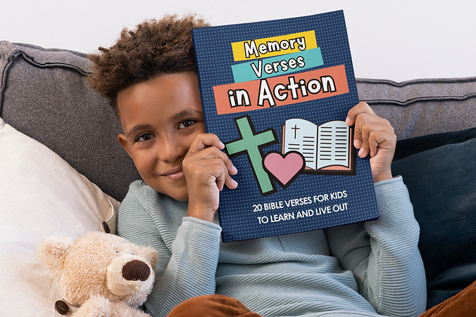 Boy Holding Memory Verses in Action by Zady Rose