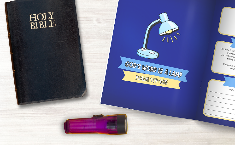 Interior of Memory Verses in Action by Zady Rose. Open to Psalm 119:105