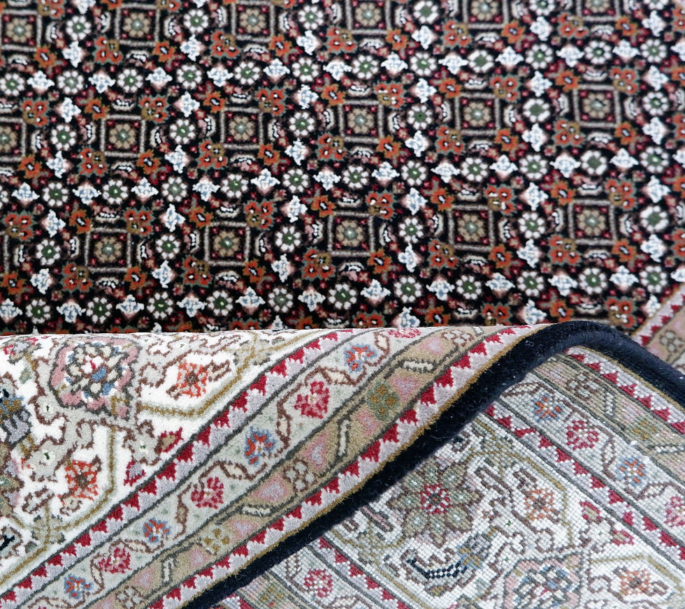 Thumbnail: Hand-Knotted Bokhara Floral Rug 13/65 Quality Midnight Black & Ivory