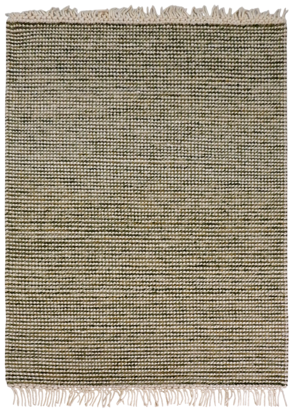 Thumbnail: Handwoven Wool Flatweave Rug Natural Beige & Olive Textured 