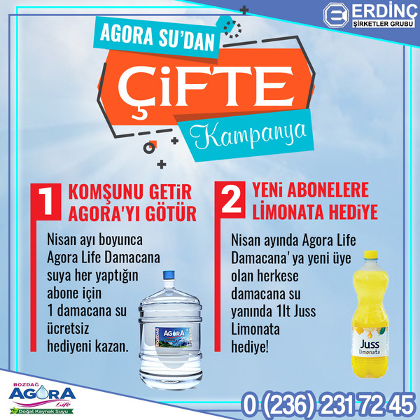 AGORA SU'DAN NİSAN AYINDA ÇİFTE KAMPANYA!
