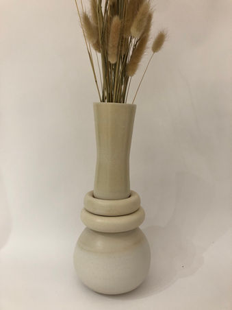 Vase modulable tourné en grès blanc, céramique artisanale