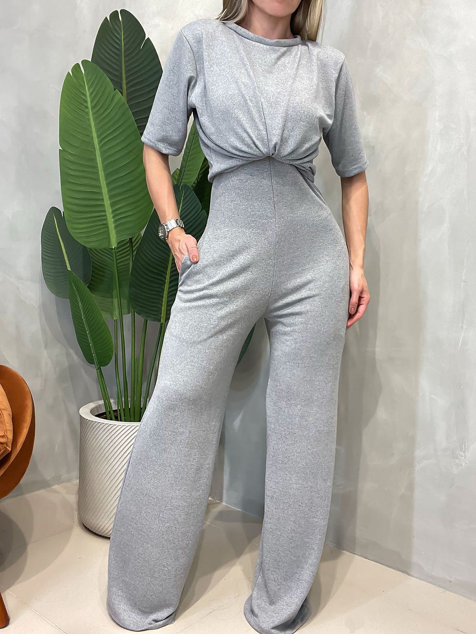 Miniatura: Conjunto em Lãnzinha Macacão e Blusa Manga Curta Ariana Ref. 1577