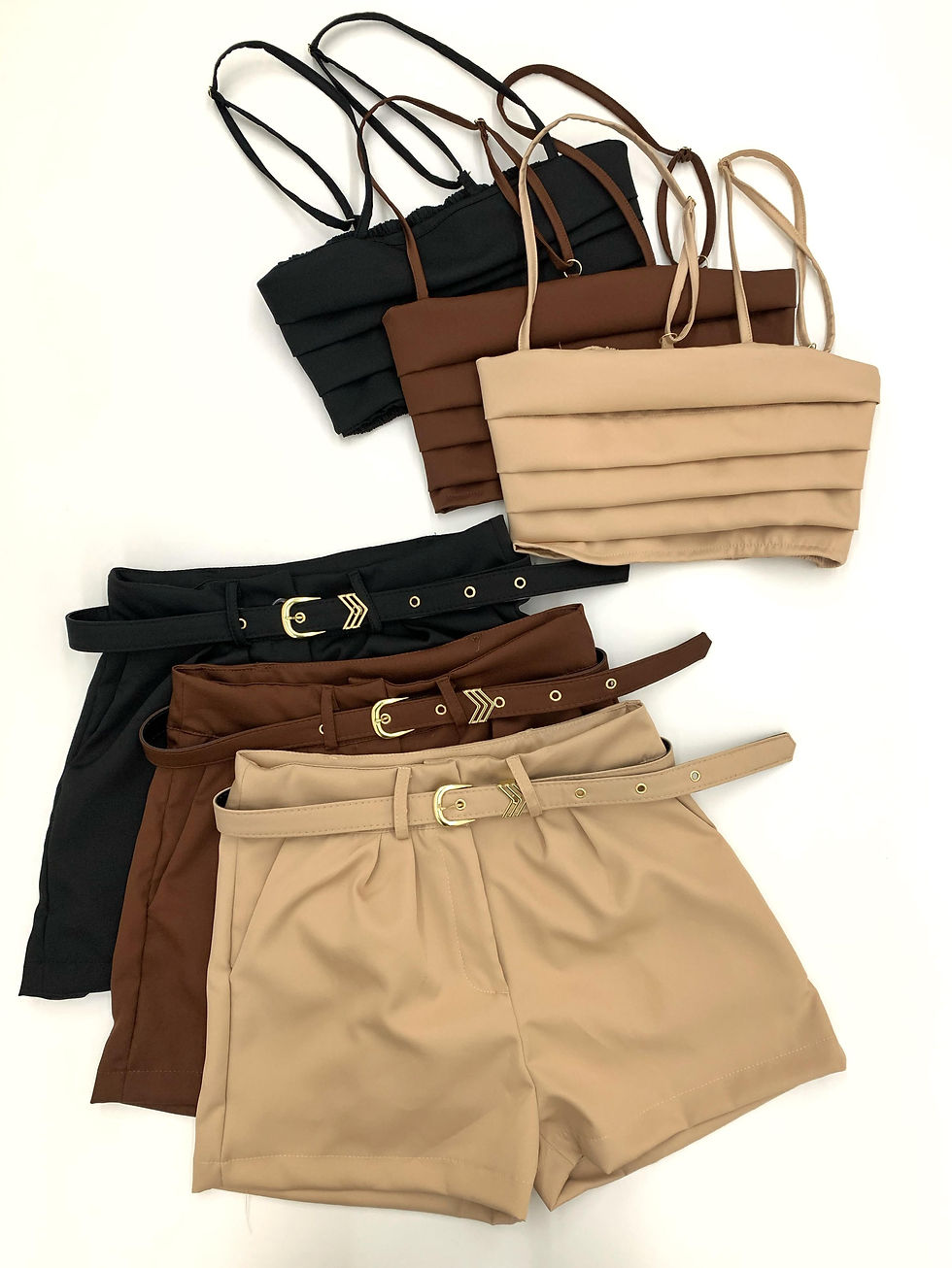 Miniatura: Conjunto em Alfaiataria Cropped de Alça e Shorts com Cinto Anieli Ref. 1743