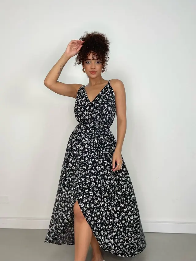 Miniatura: Vestido Feminino Longo de Alça Transpassado Estampado Mirian Ref. 1299