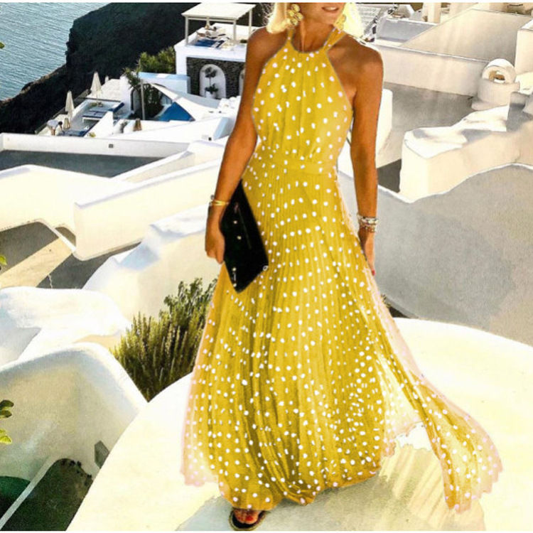 Miniatura: Vestido longo feminino com gola redonda, sem mangas