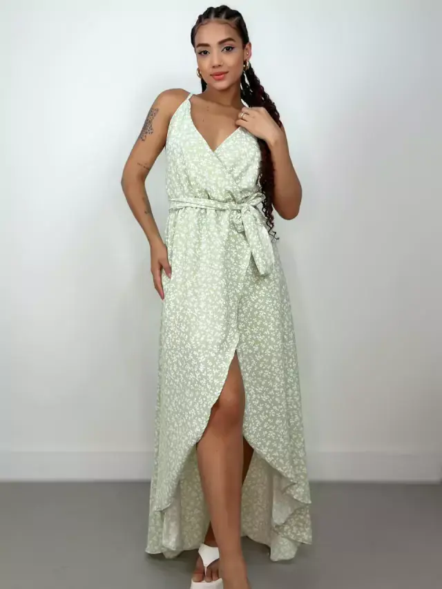 Miniatura: Vestido Feminino Longo de Alça Transpassado Estampado Mirian Ref. 1299