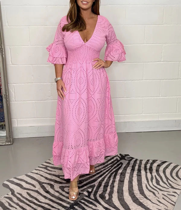 Miniatura: Vestido feminino confortável de cintura alta bordado