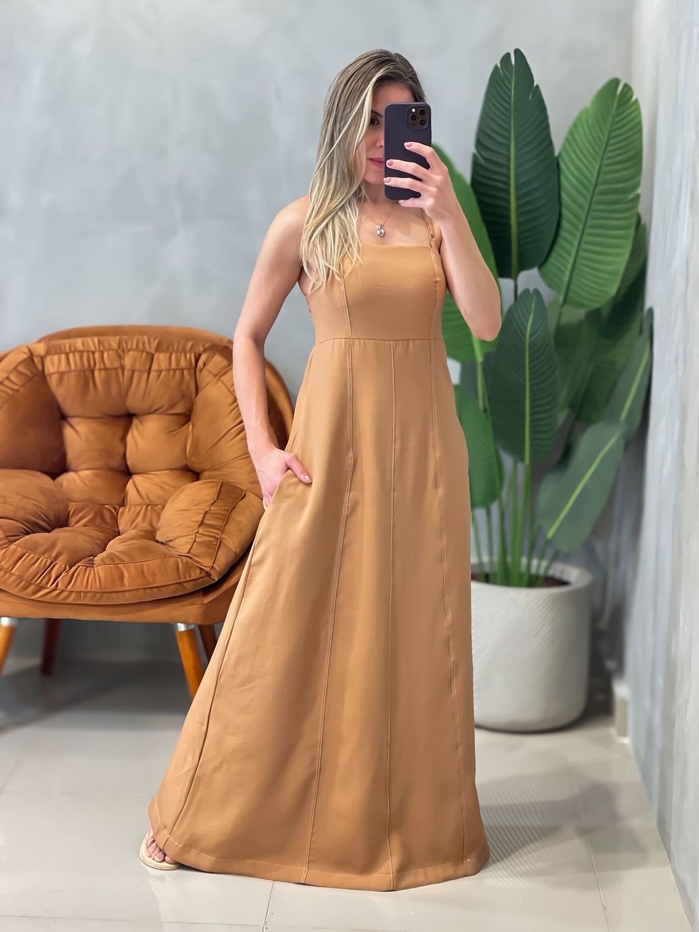 Miniatura: Vestido Longo em Alfaiataria Sensoriale de Alça Elastex Cristine Ref. 1616
