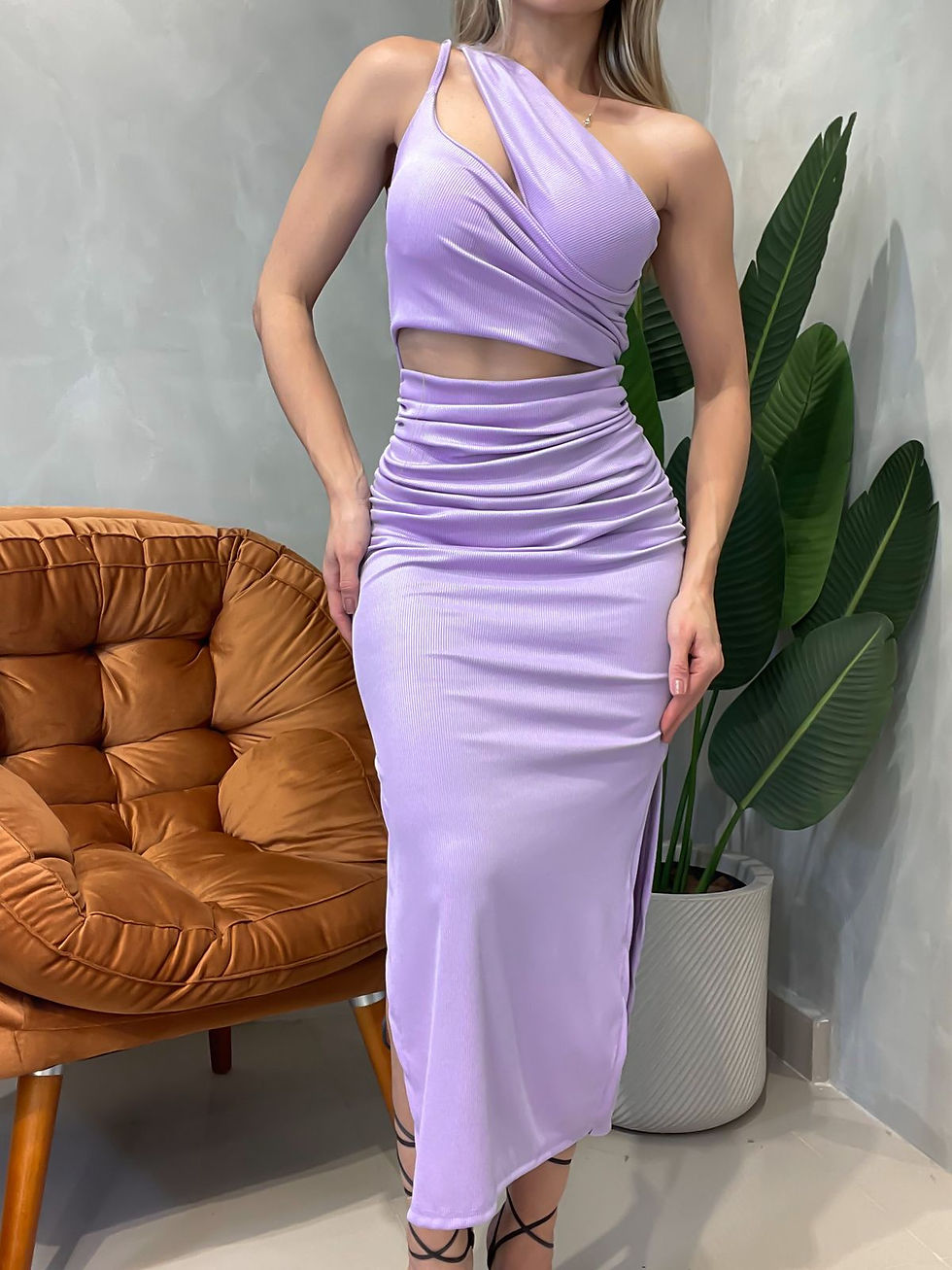 Miniatura: Vestido Longo em Ribana Ombro Único com Recorte Rayane Ref. 1533