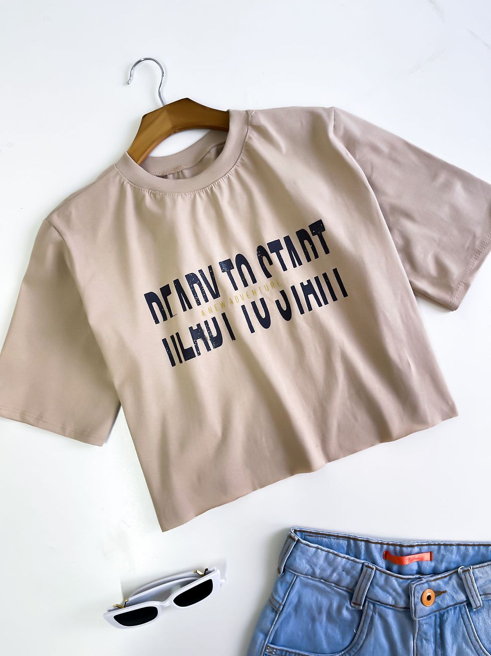 Miniatura: T-shirt Cropped Feminina Estampado Ismênia Ref. 809