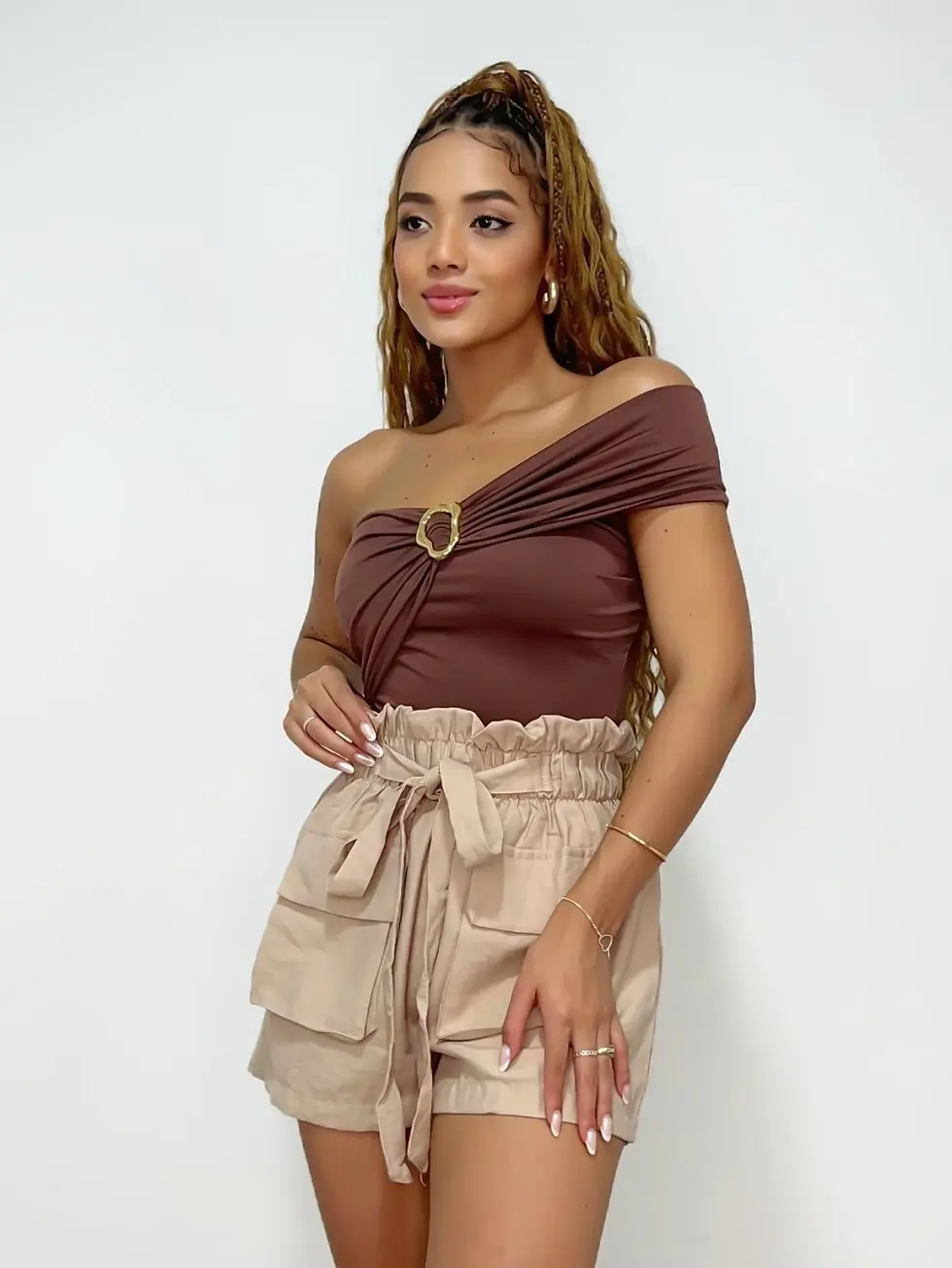 Miniatura: Body Feminino em Suplex Ombro Único com Fivela Giovana Ref. 1418