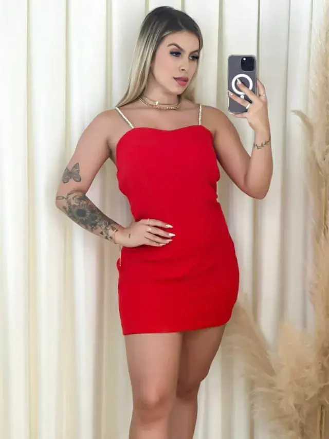 Miniatura: Vestido Feminino Alças Finas com Brilho Adele ref.299