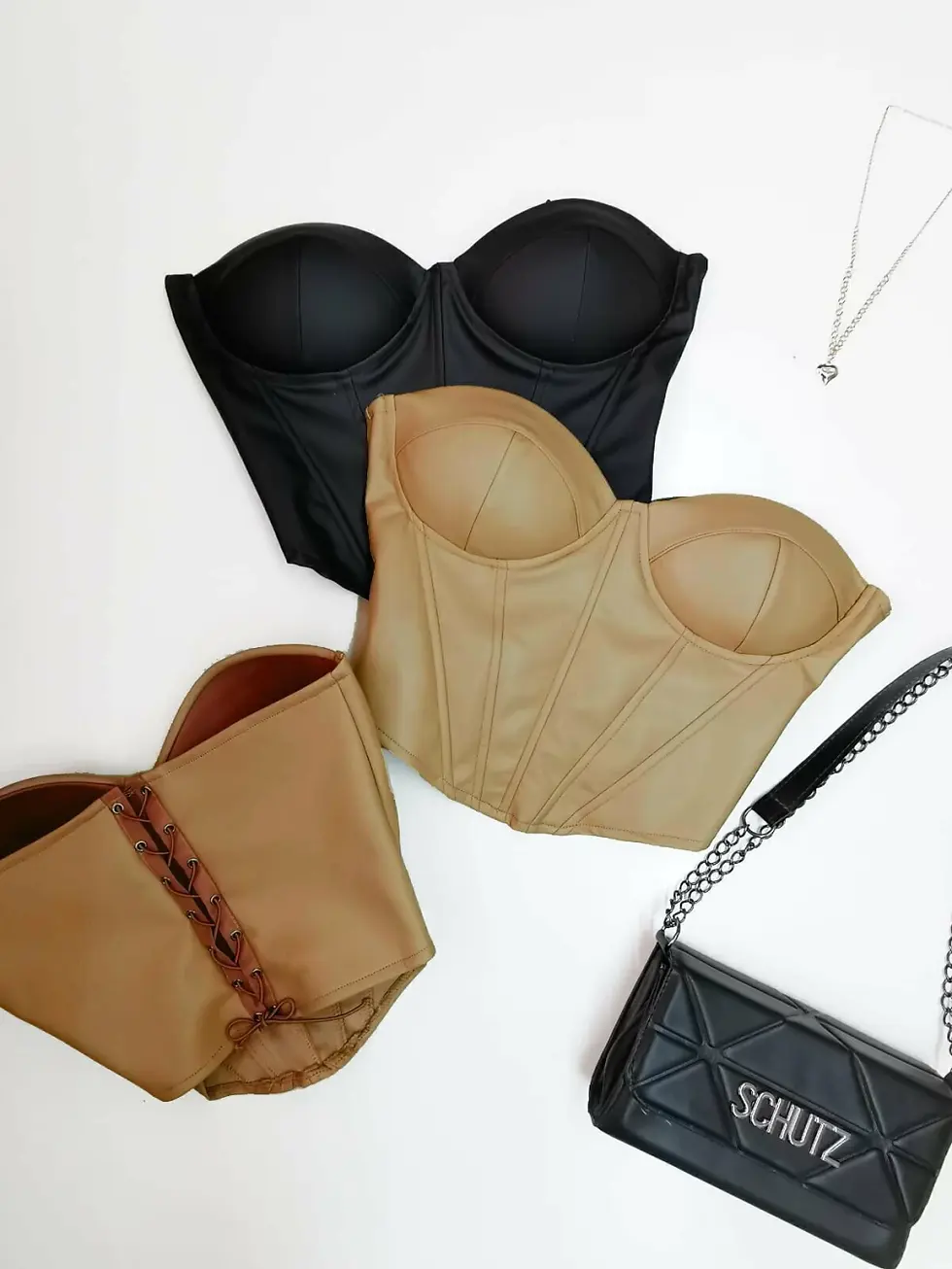 Miniatura: Cropped Feminino em Courino Corset sem Alça Yasmin Ref. 699