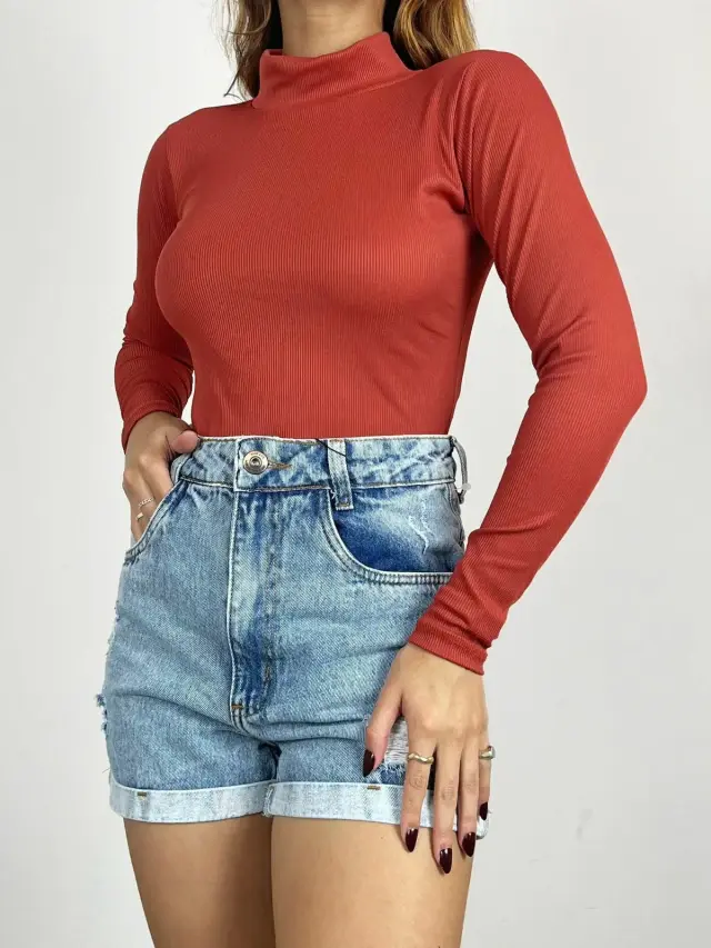 Miniatura: Body Feminino em Ribana Manga Longa e Gola Alta Jeniffer Ref. 1469