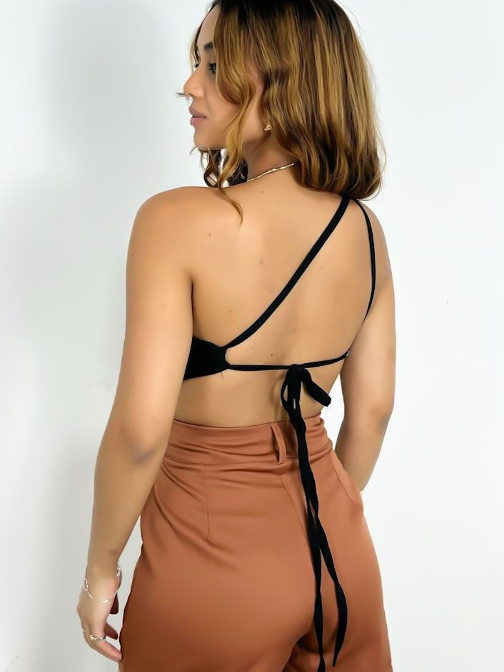 Miniatura: Cropped Feminino em Ribana Assimétrico Ombro Único com Estrela Lidia Ref. 1475