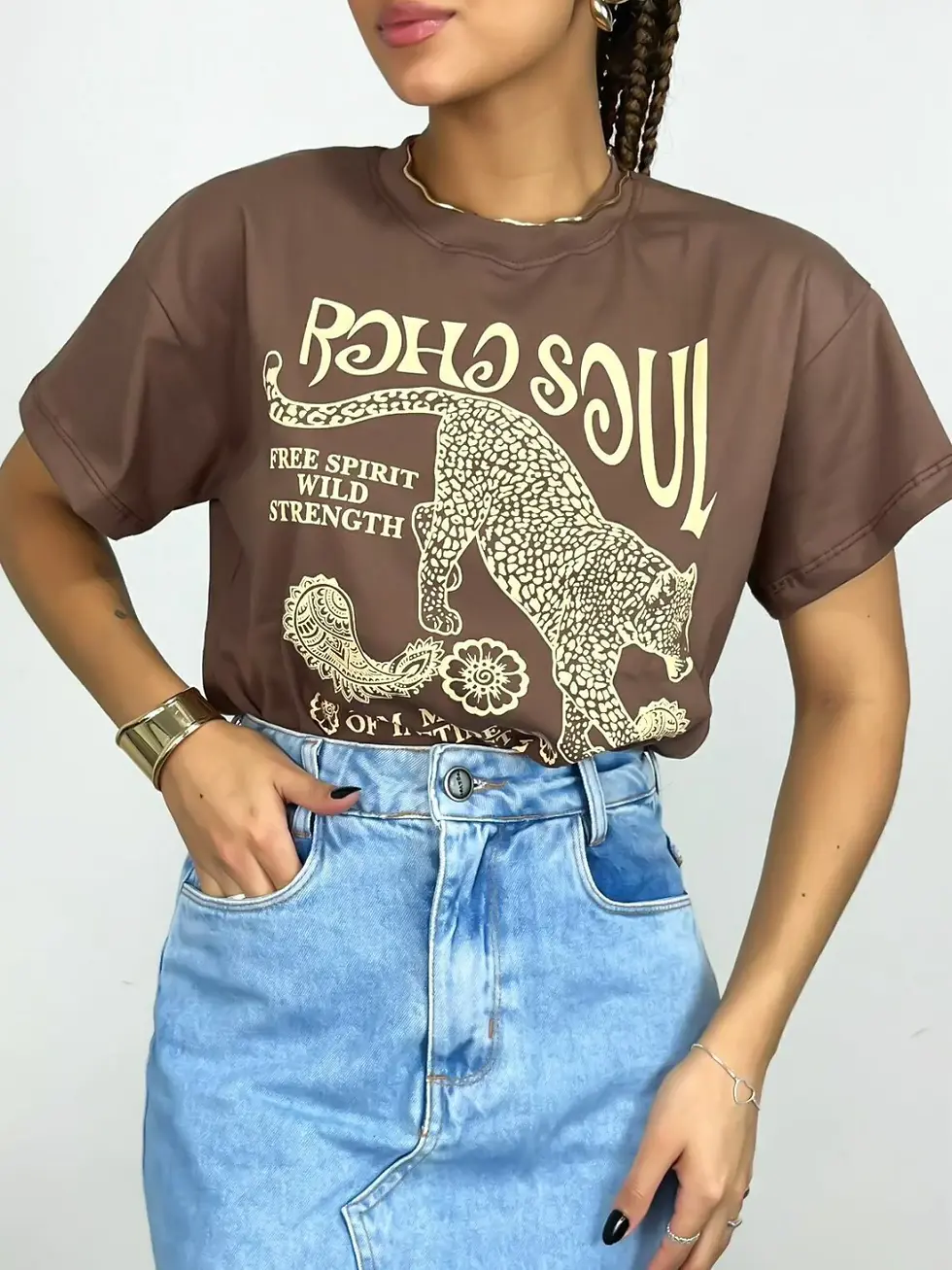 Miniatura: T-Shirt Feminina Estampada Boho Soul Onça Ref. 808