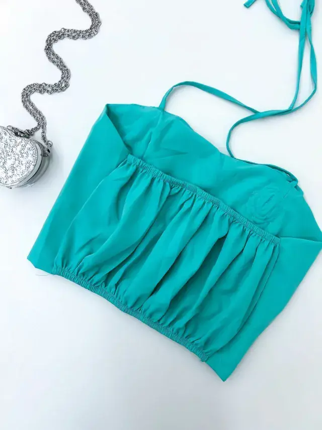 Miniatura: Cropped Feminino em Crepe Frente Única com Flor Elize Ref.1197