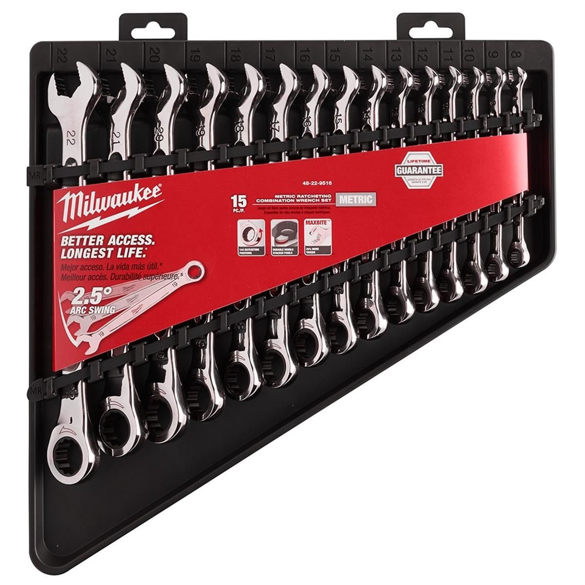 Milwaukee Tool 15pc Ratcheting Combination Wrench Set - 144 Ratcheting Positions