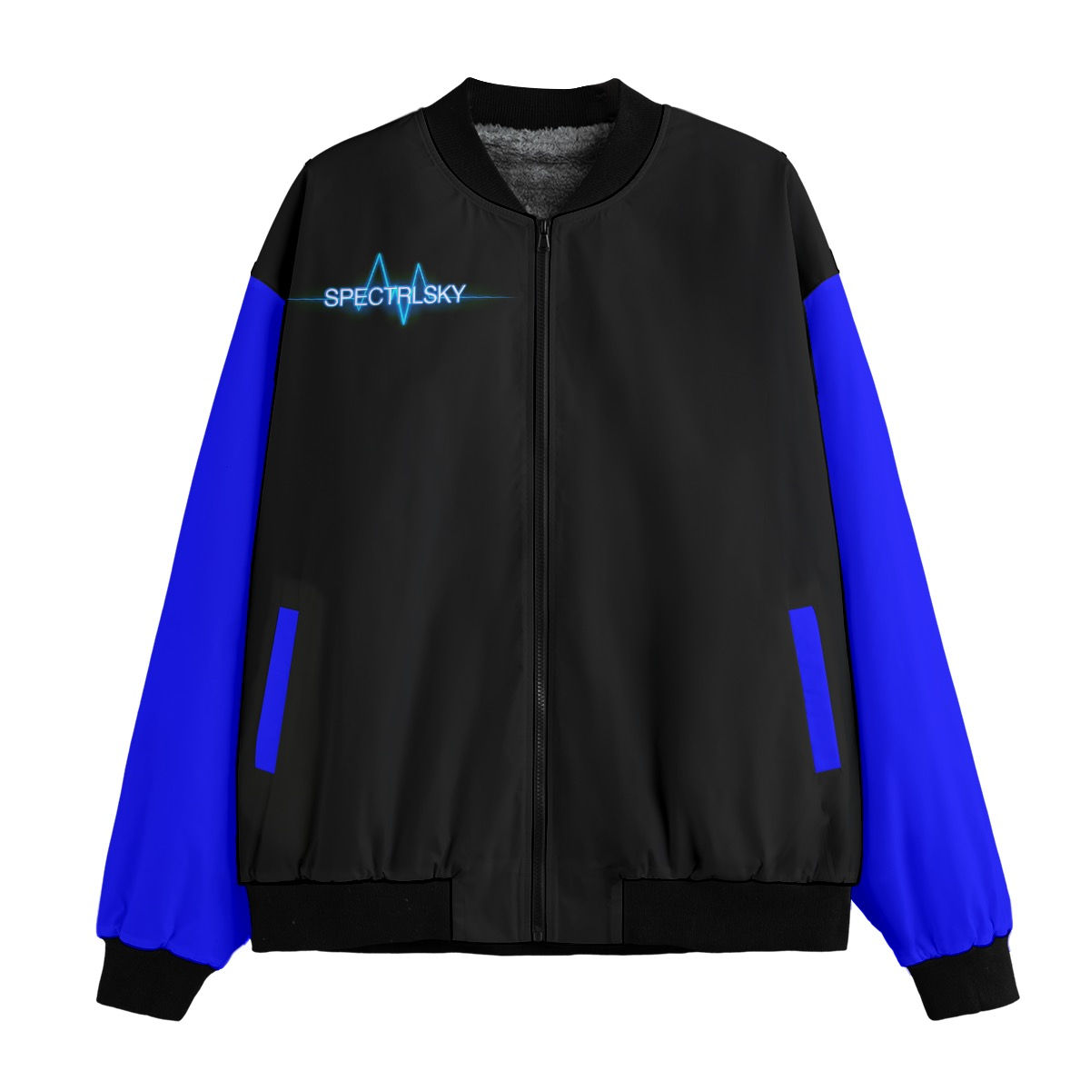 SpectrlSky Black & Blue Bomber Jacket
