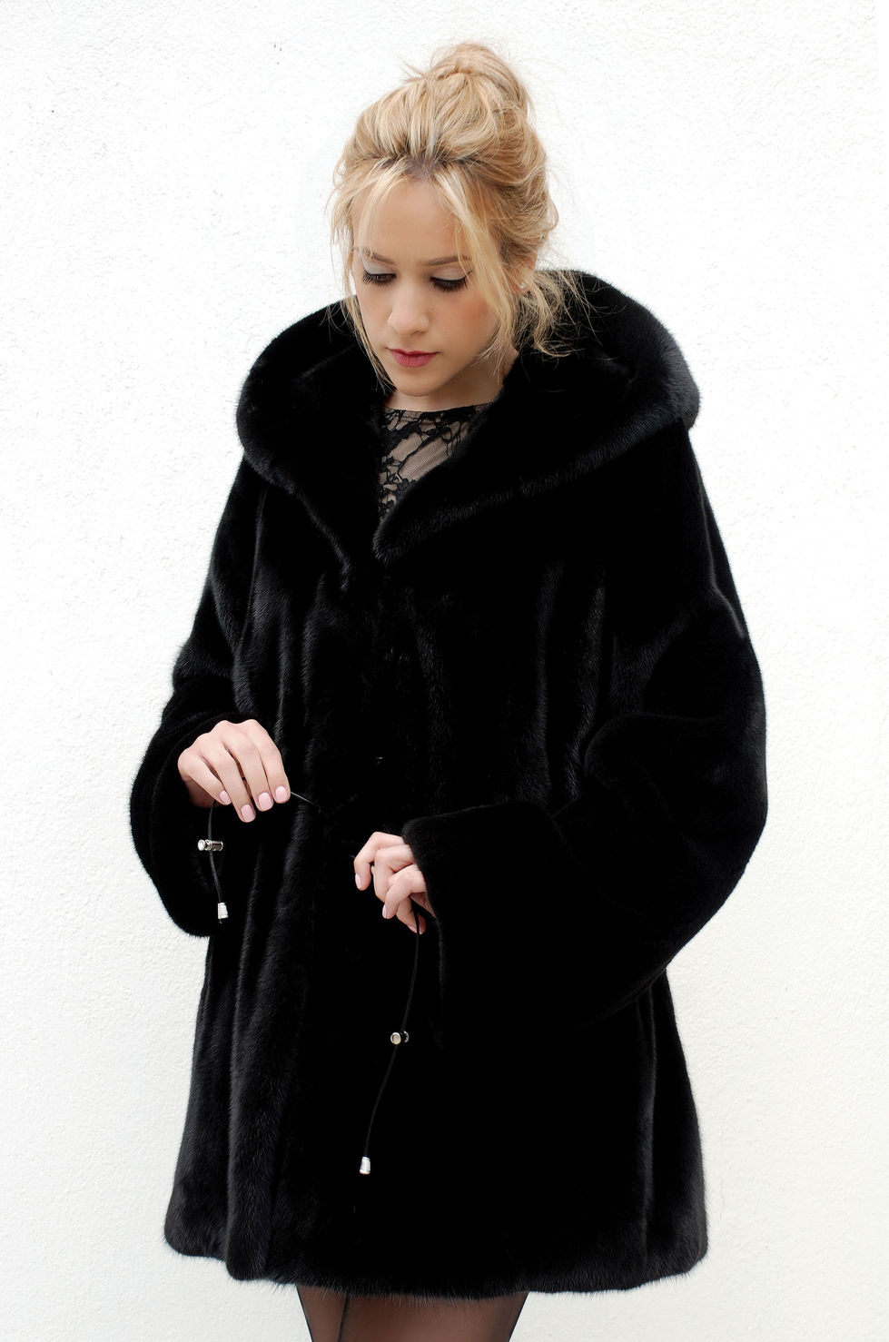 BLACK MINK FUR COAT