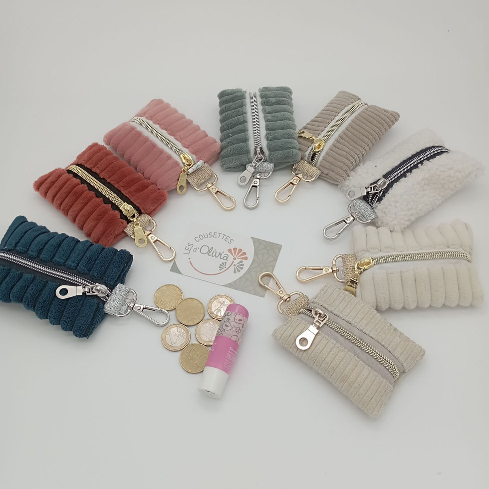 Porte-clés porte monnaie velours côtelé