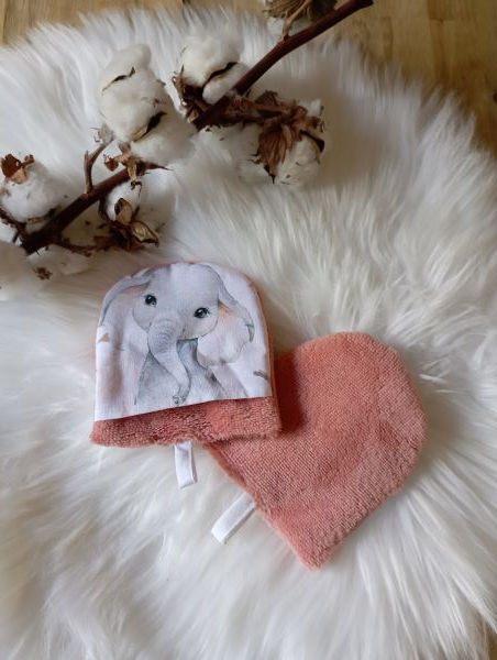 Miniature : Débarbouillette Savane Elephant rose
