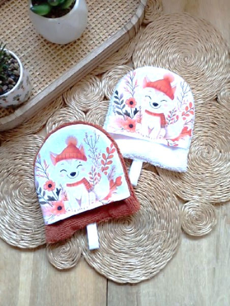 Miniature : Débarbouillette Animaux de l'hiver Renard