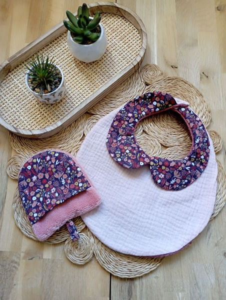 Bavoir Col Claudine prune2