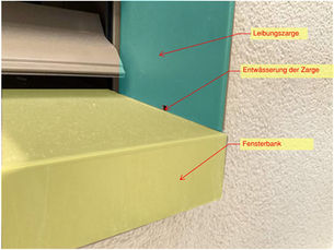 Fensterzargen mit einer unsichtbaren Entwässerung