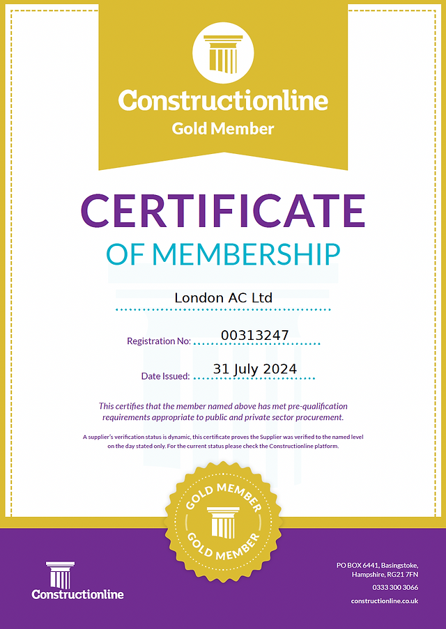 London AC certificate of Constructionline Gold Membership