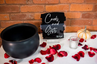 black cauldron wedding card basket