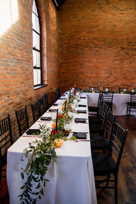 greenery garland on rectangle table at clementine hall