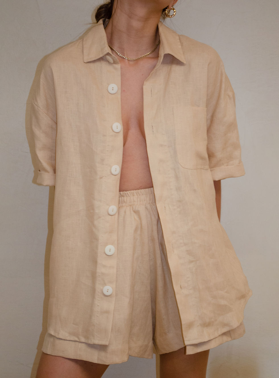 Thumbnail: Linen shirt "Dancer" - Sand