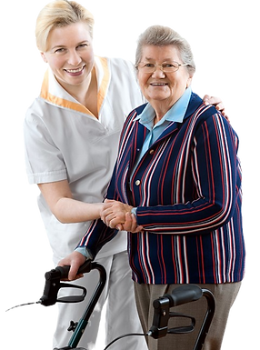 Caregiver assisting with walking