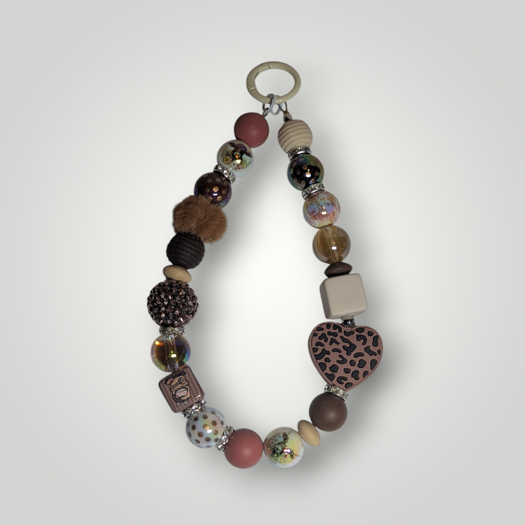 Leopard print heart keychain / bag chain