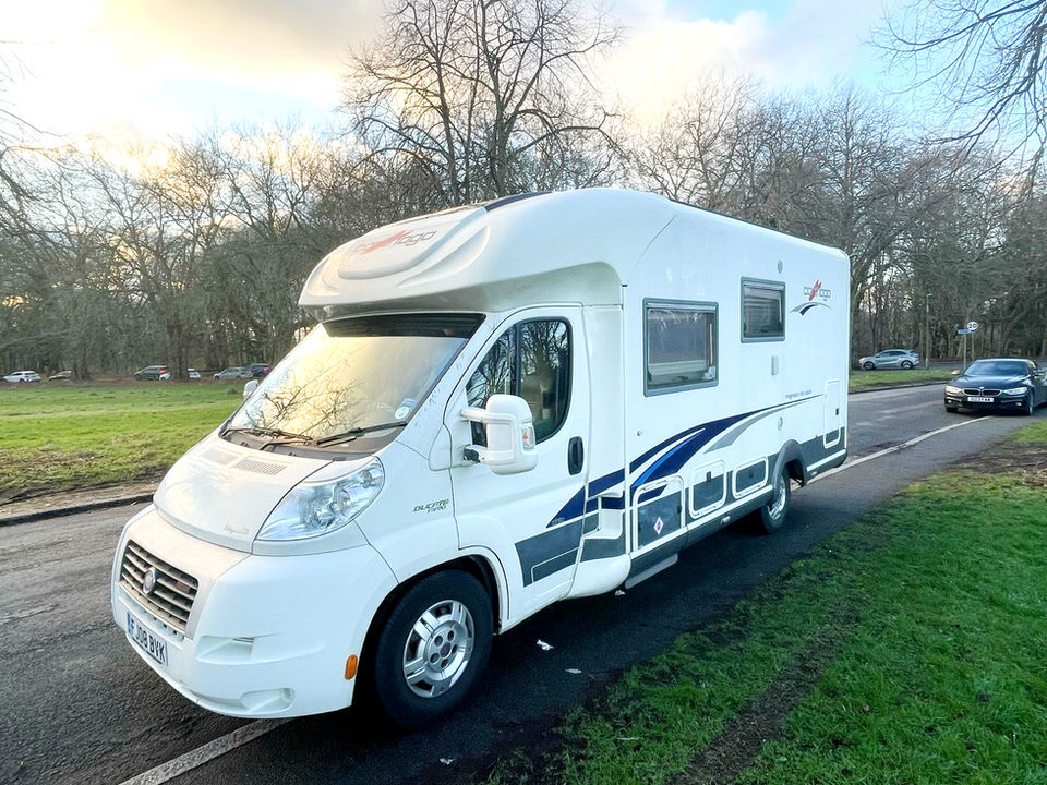Motorhome front and side view