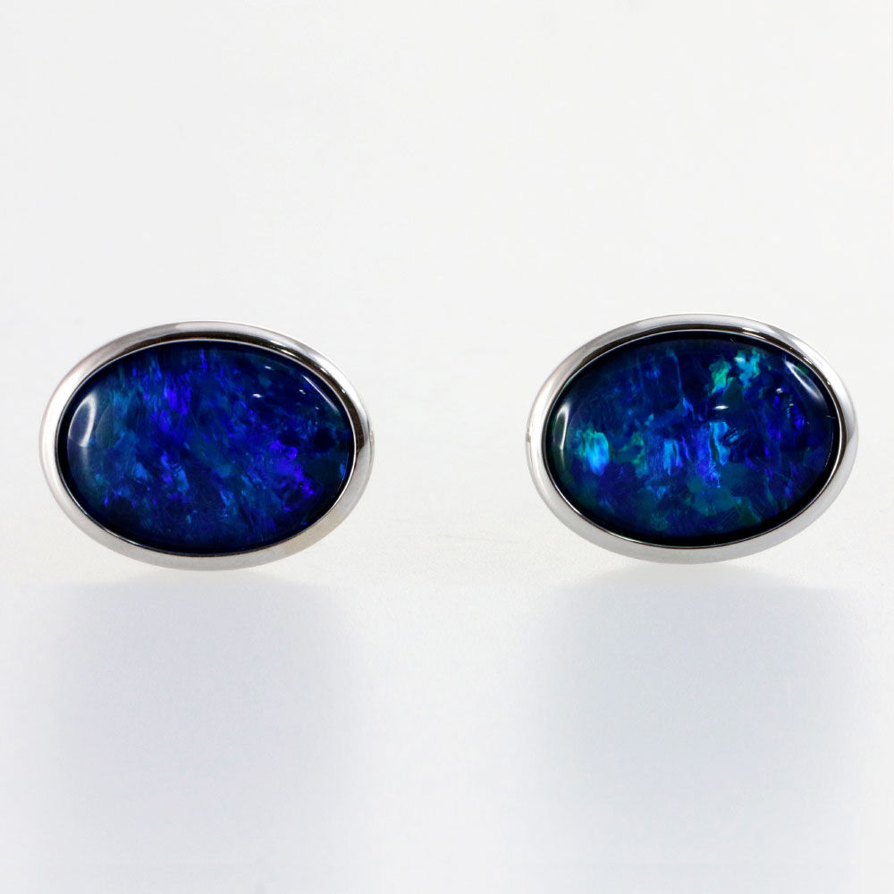White Gold Opal Cufflink