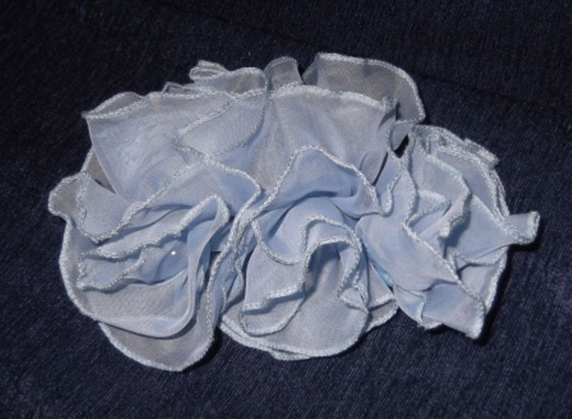 Blue Organza Ruffle Roses Hairpin
