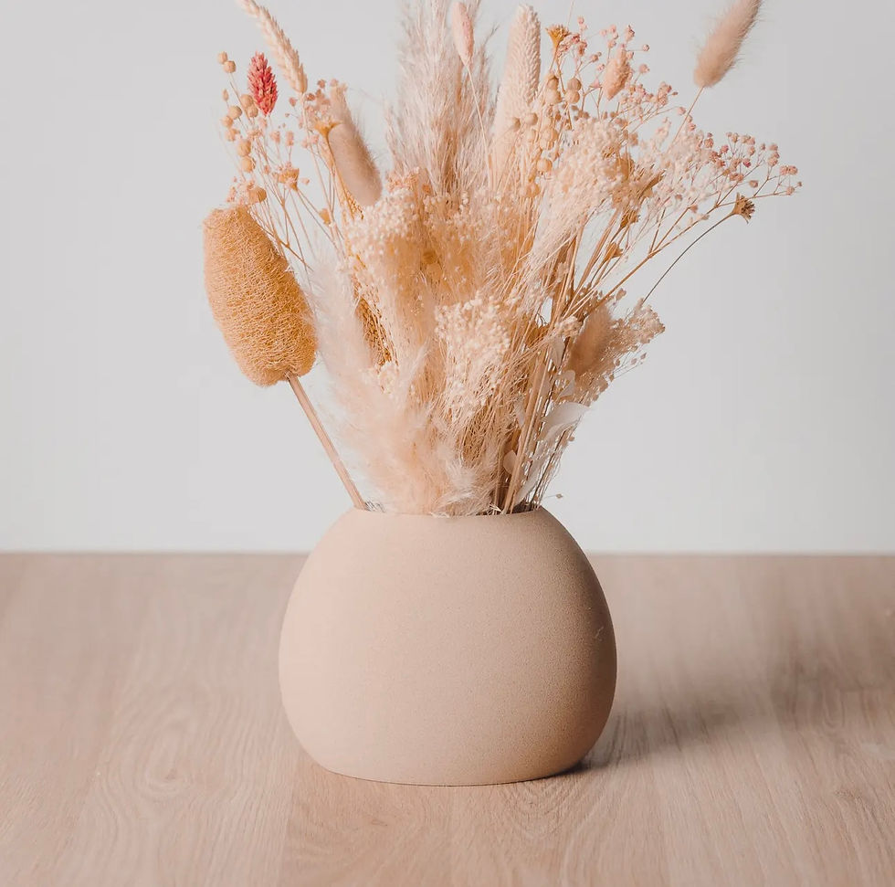 Miniaturbild: Vase für Trockenblumen rundes Design aus 3D Druck aus Holzfasern umweltfreundliches Material beige