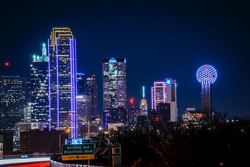 Dallas Cityscape lit up at night