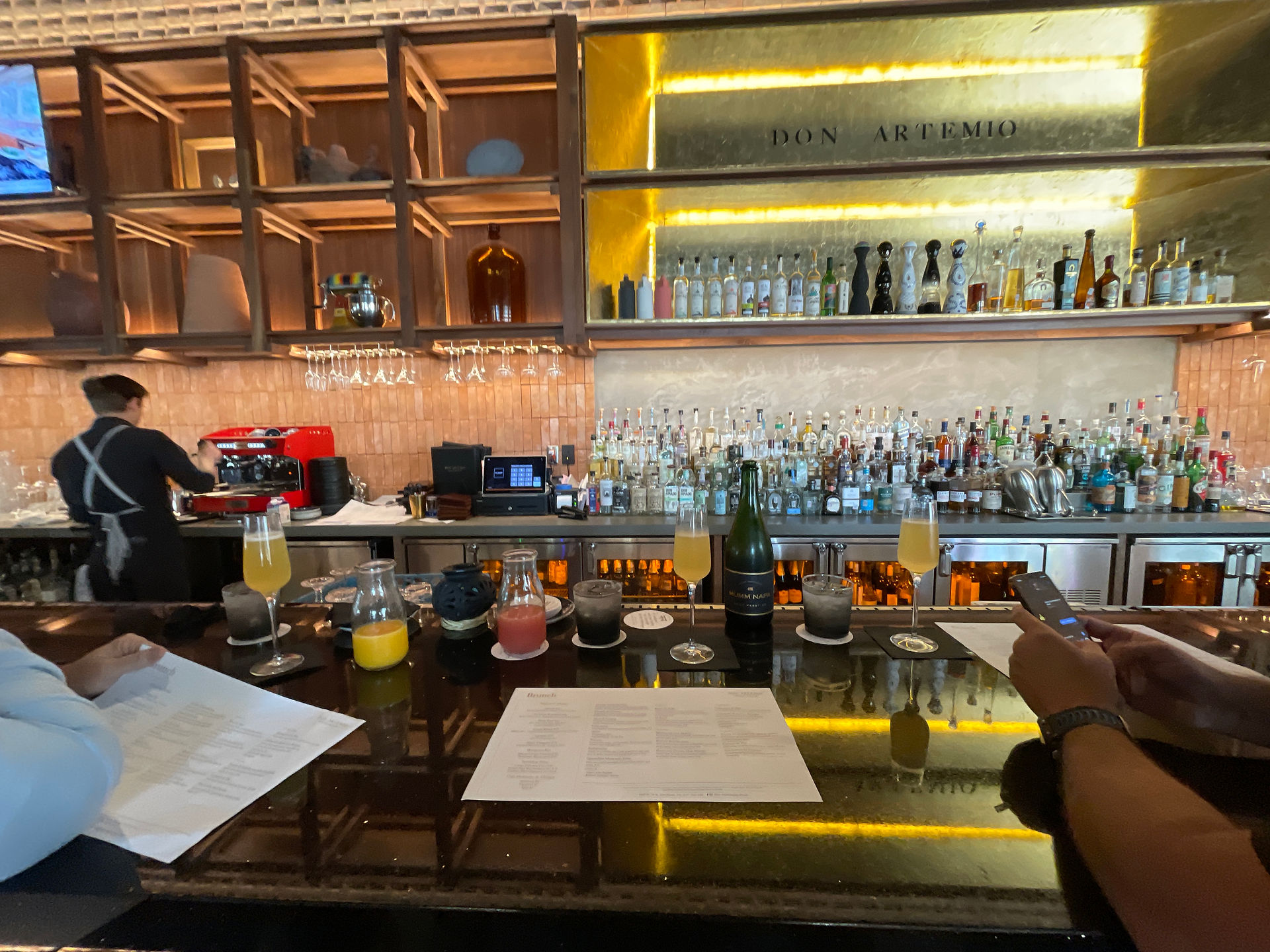 bar with mimosas at a restaurant