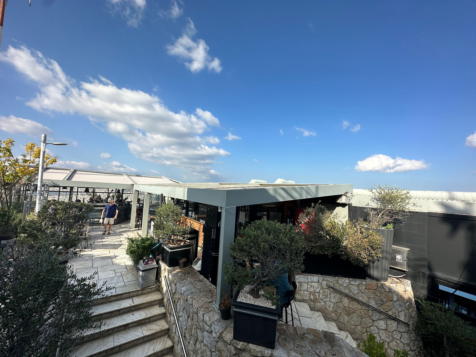 outside of the Sky Bar on Mount Lycabettus
