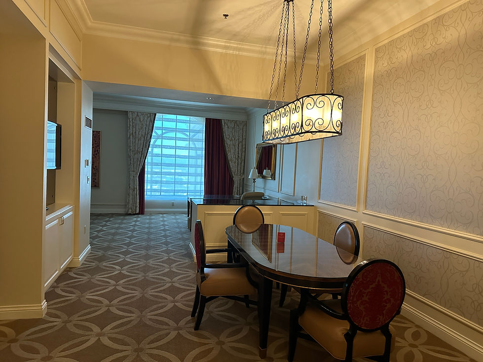 Dining table in a hotel room
