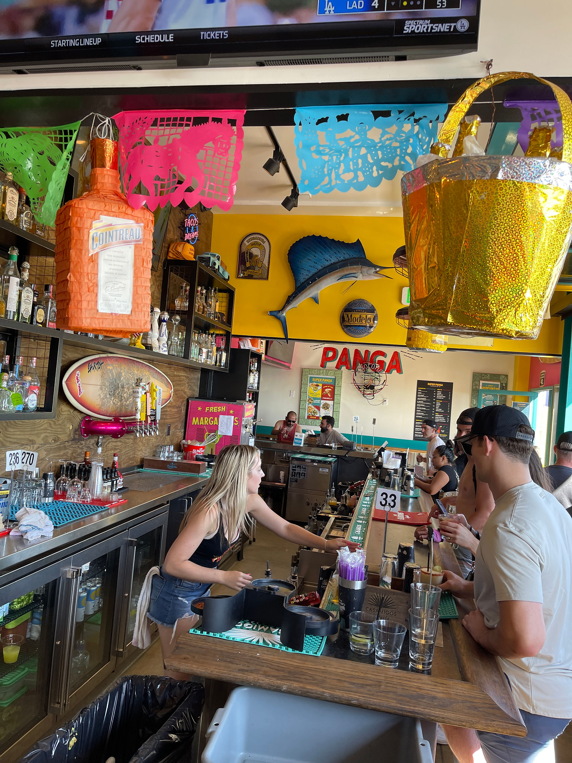 Bartender serving drinks