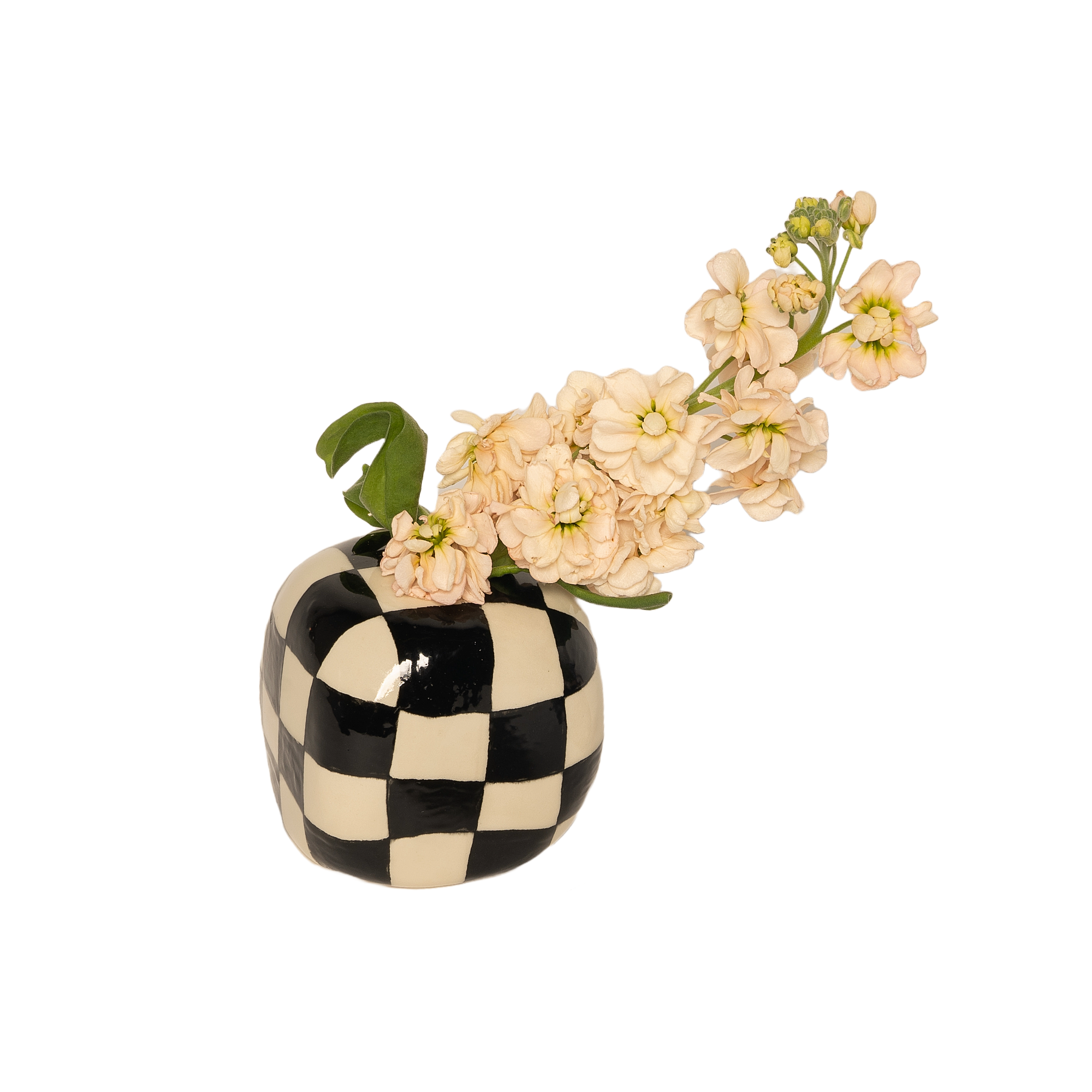BLACK WHITE CHECKERBOARD VASE