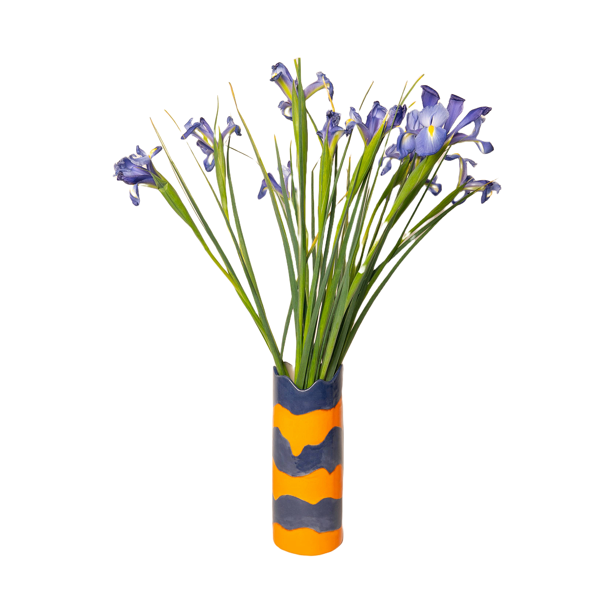 BLUE ORANGE WAVY VASE
